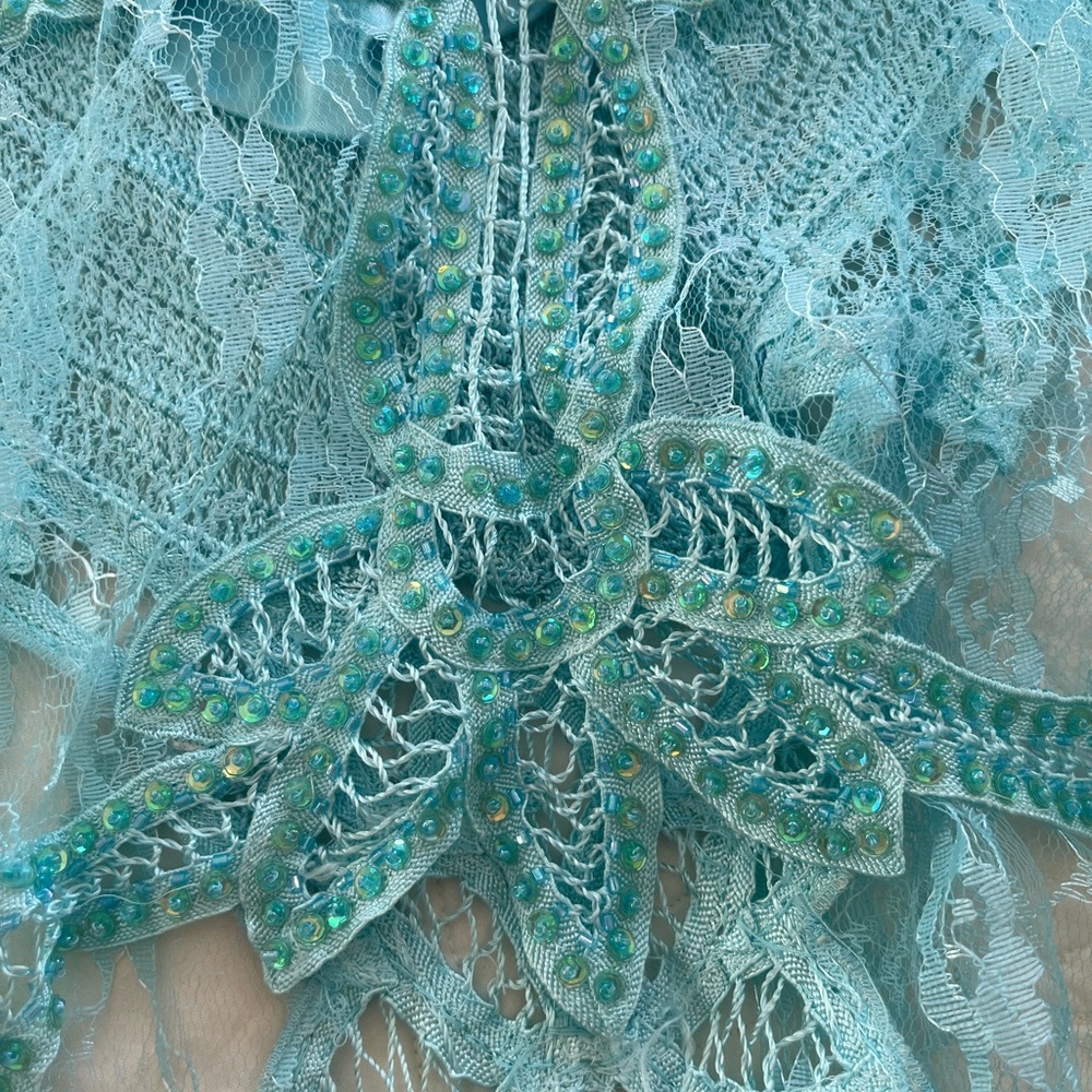 Janine Crochet and Lace Dress. Turquoise. Size M - Picture 12 of 16